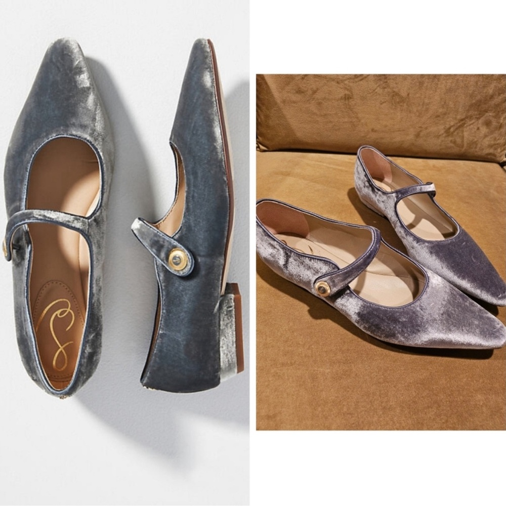 Sam Edelman Jene pointed toe Mary jane flat in Velvet smokey blue